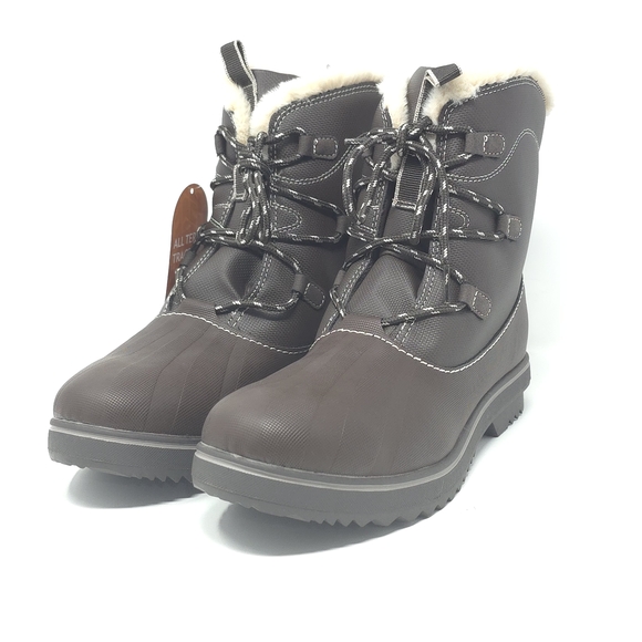 JBU Shoes - JBU Brisky Winter Boots Dark Brown/Taupe Faux Fur Size 11M